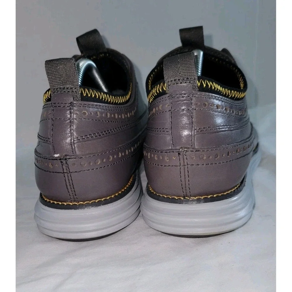 Cole Haan‎ Mens 8M Grand Long Wingtip Novelty Oxford C24904 Grey Shoe NO LACES